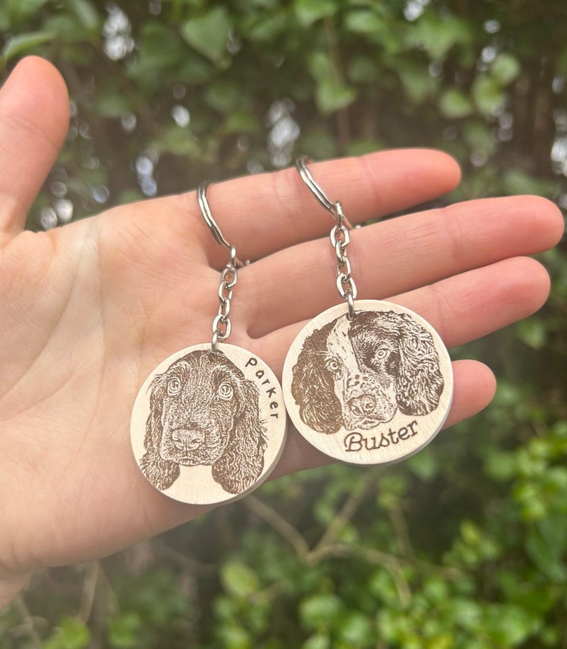 Engraved wood slice keyring