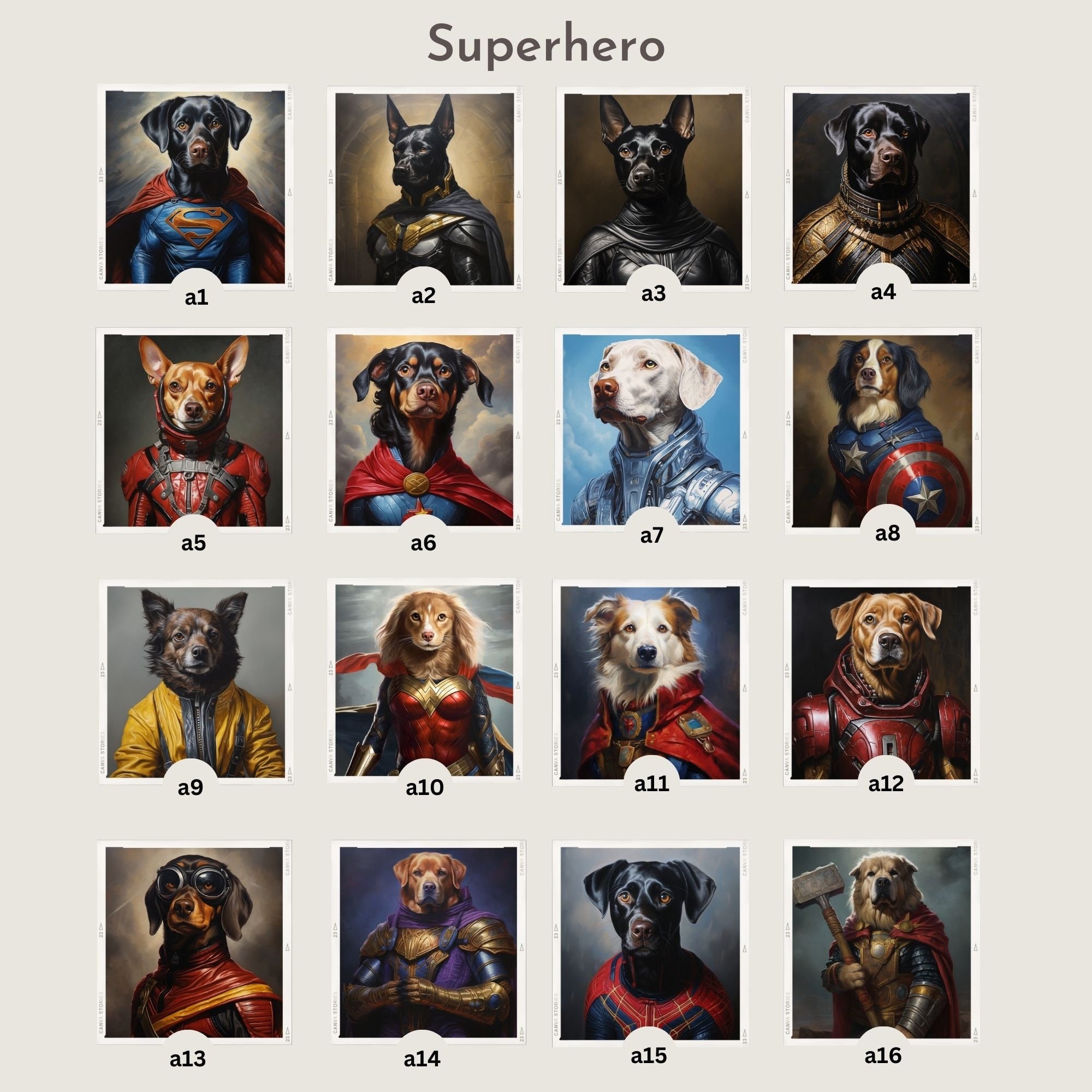 Superhero - 16 original designs