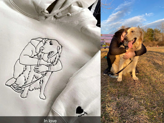 Embroidered Line Art Tees, Hoodies & Sweatshirts