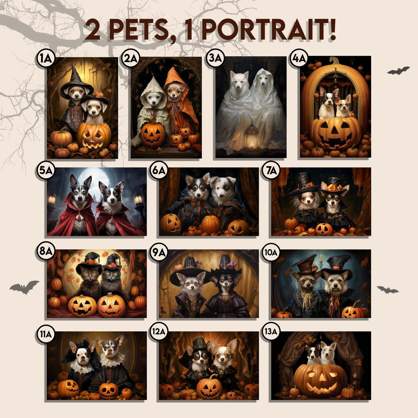 Halloween  2 Pets- 13 original designs