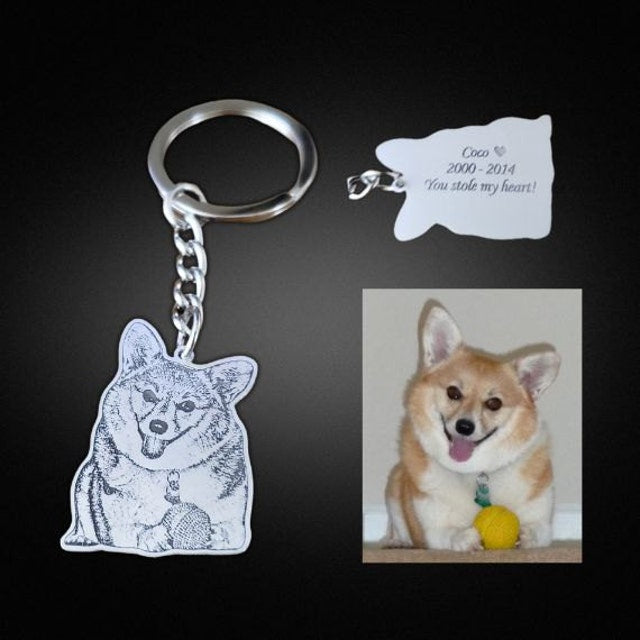 Personalized Engraved Pet Portrait Key Chain