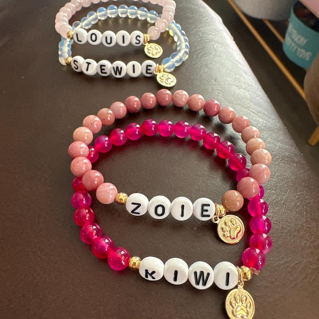 Pet memorial name bracelet