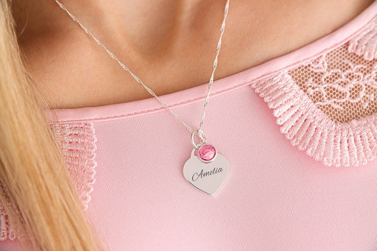 Personalised Engraved 925 Sterling Silver Heart