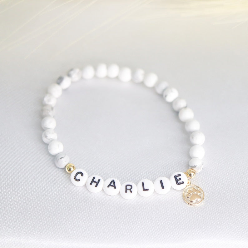 Pet memorial name bracelet