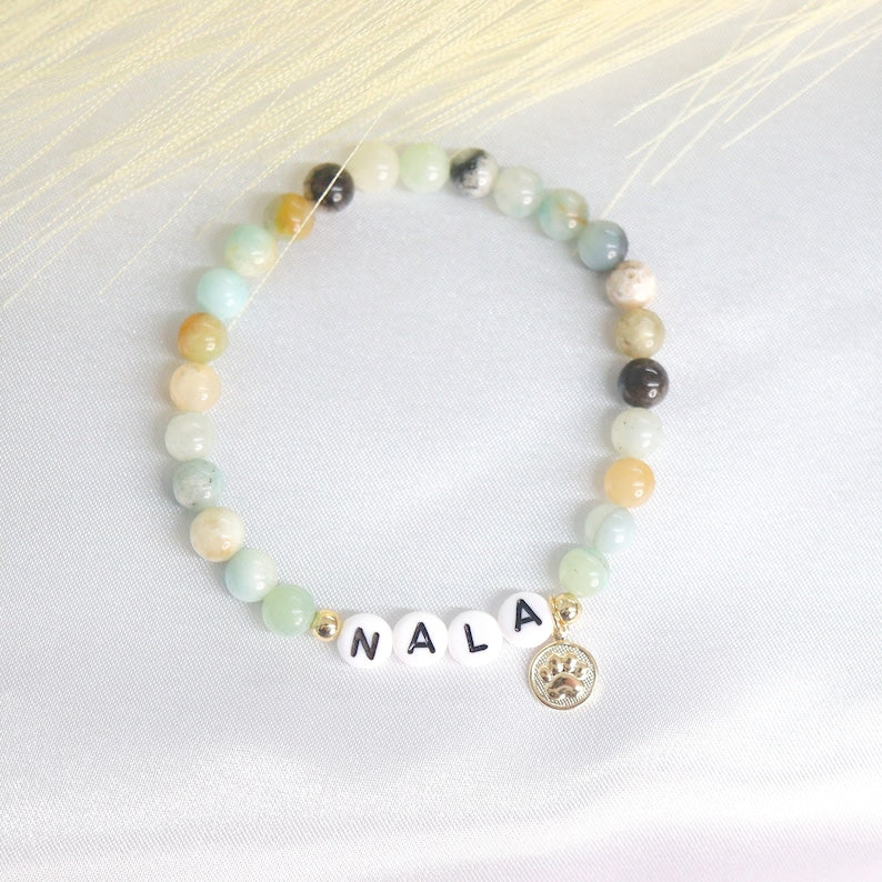 Pet memorial name bracelet