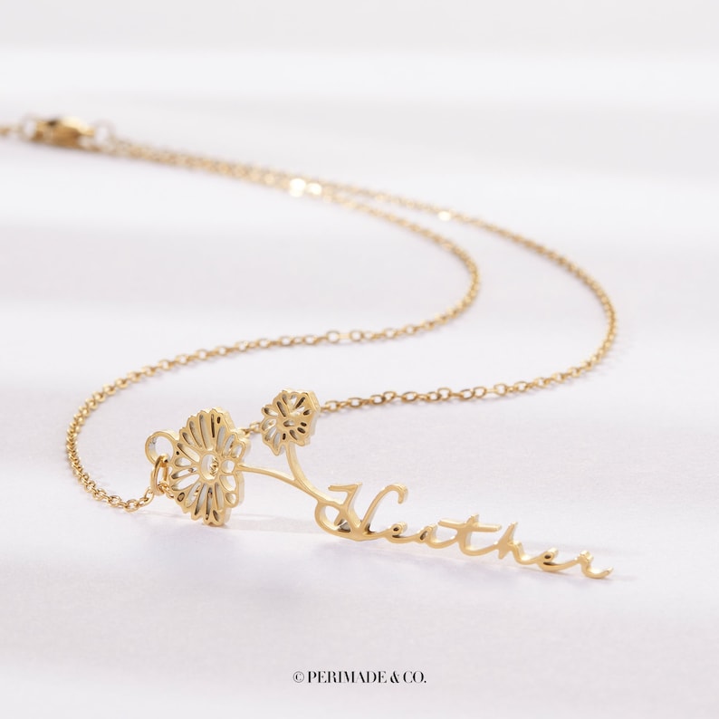 Birth Flower Name Necklace