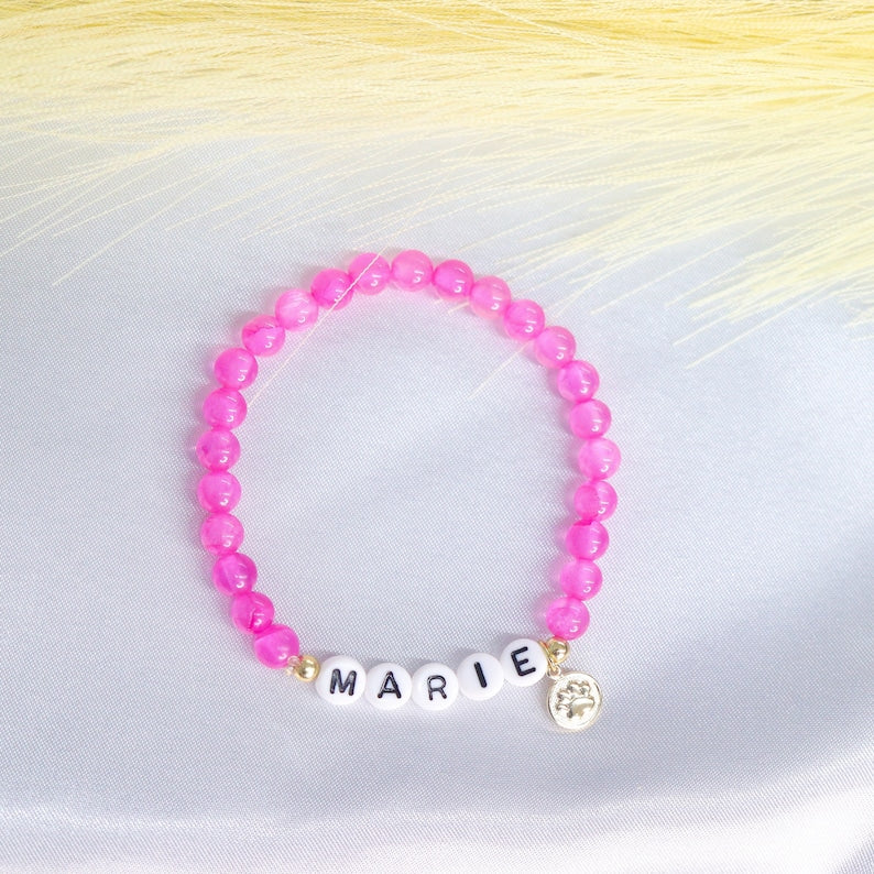 Pet memorial name bracelet