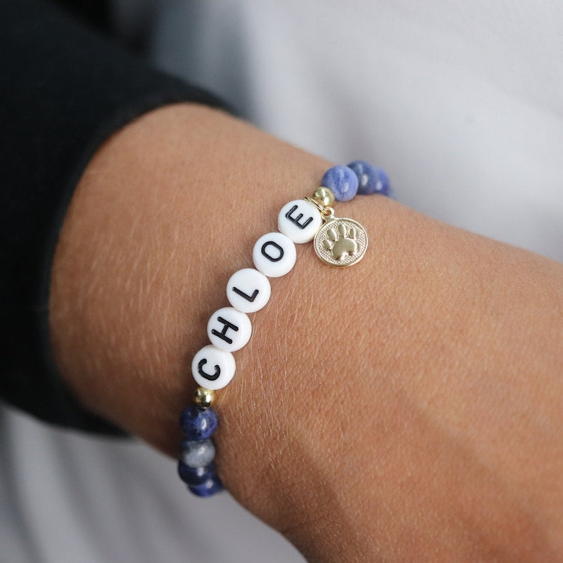 Pet memorial name bracelet