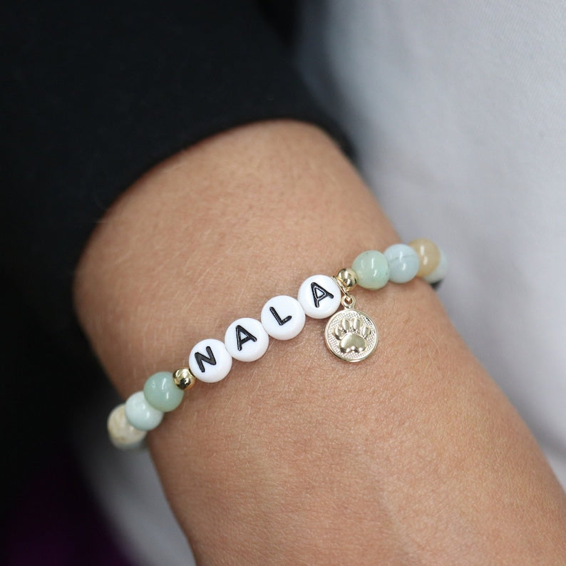 Pet memorial name bracelet