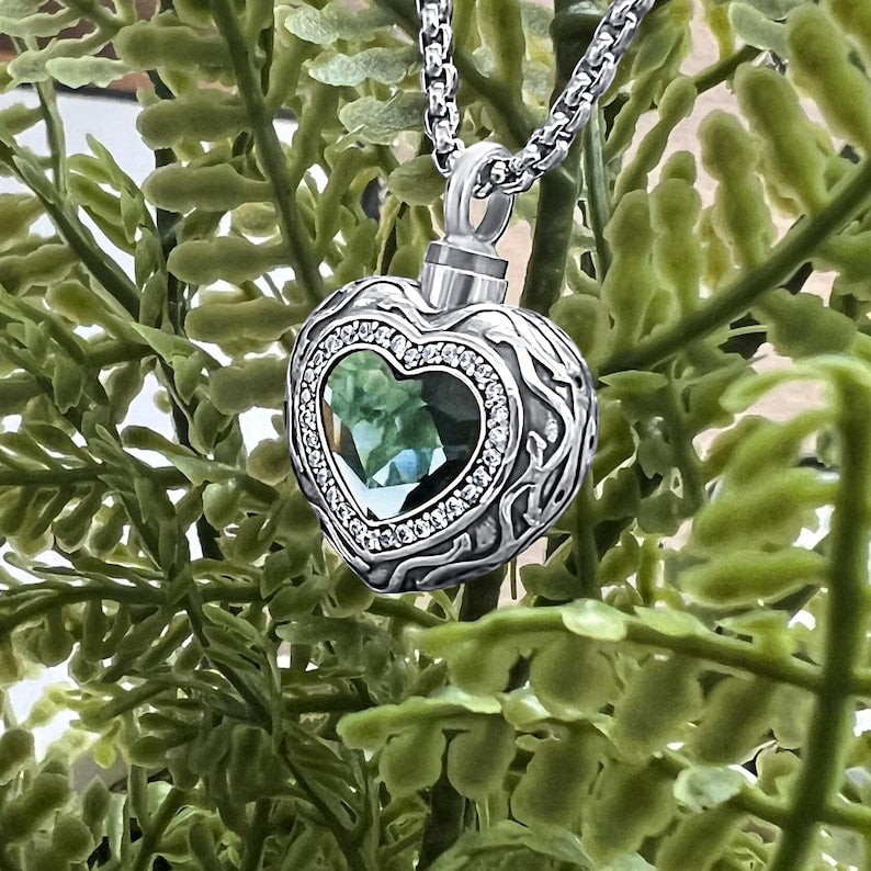 Blue Heart Crystal Pendant Cremation Jewelry