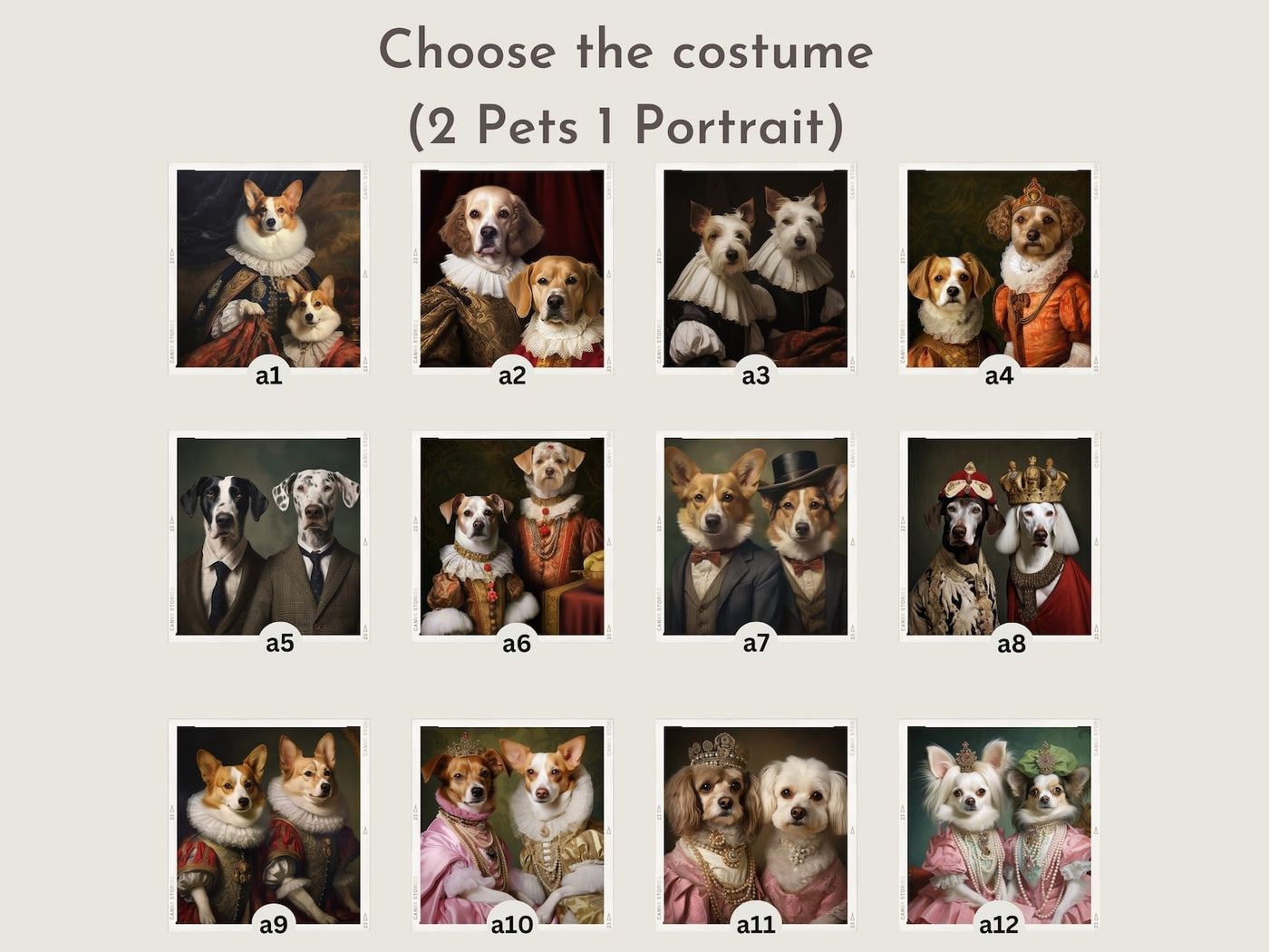 2 Pets one Portrait - 9 original designs