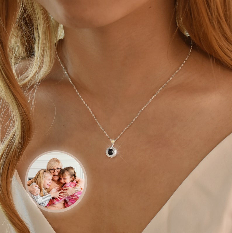 Personalized Projection Necklace with Birthstone