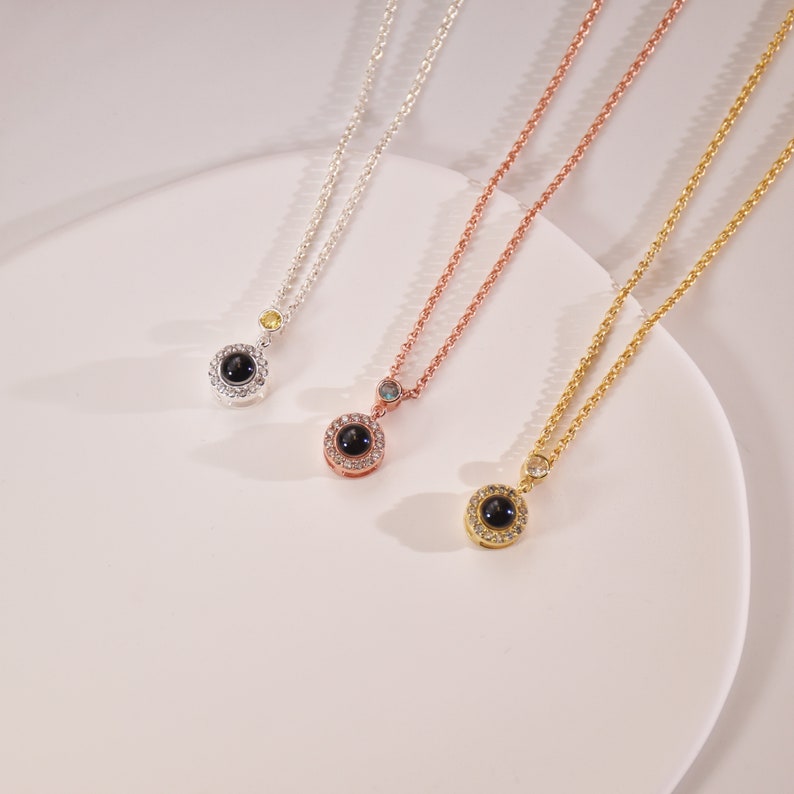 Personalized Projection Necklace with Birthstone