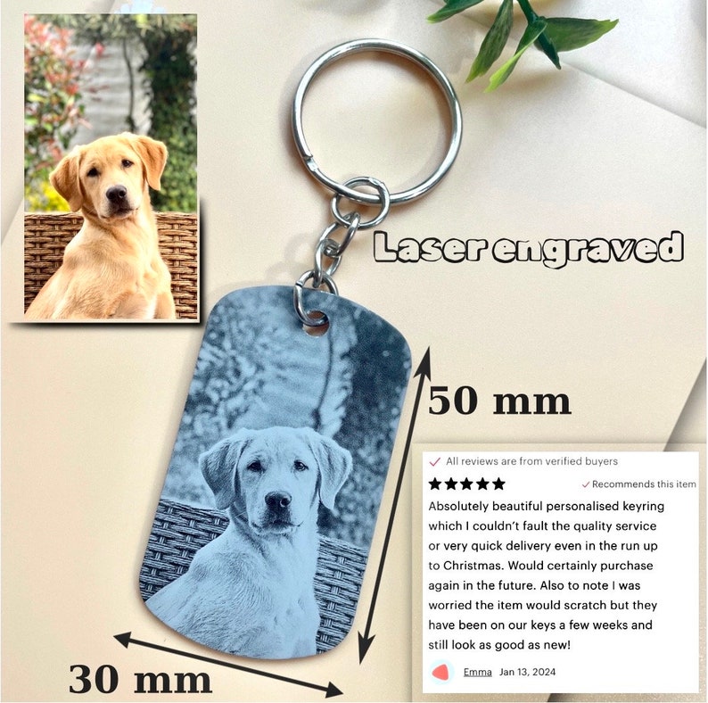 Pet Memorial Photo Engraving keychain