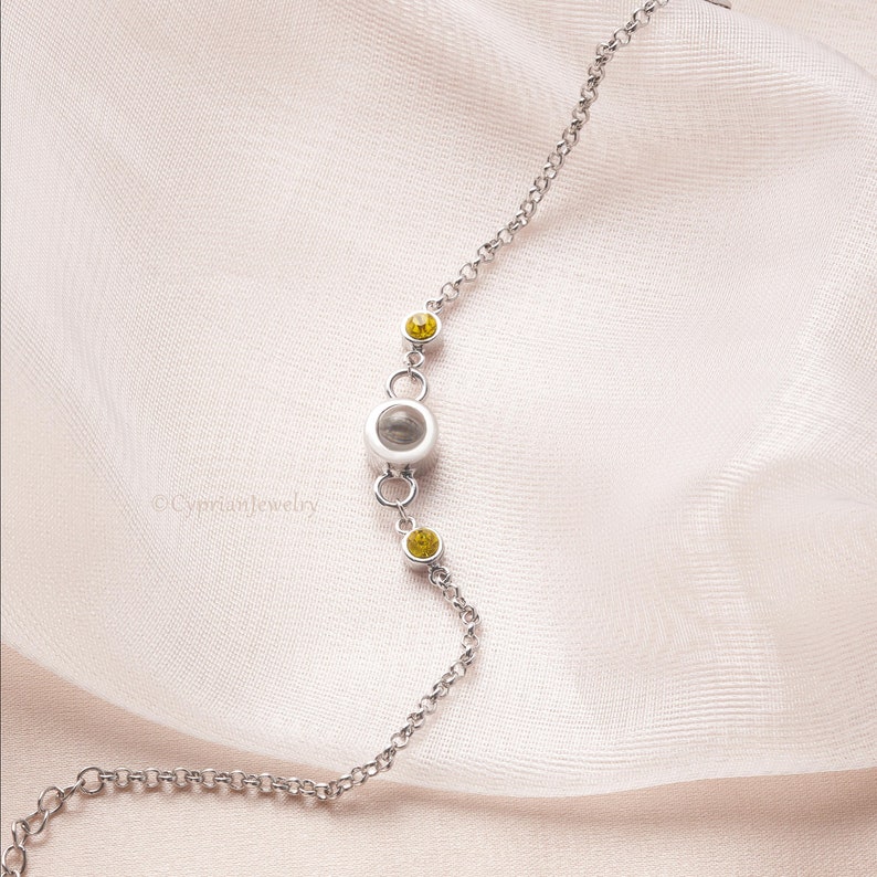 Birthstone Projection Bracelet with Inside Photo